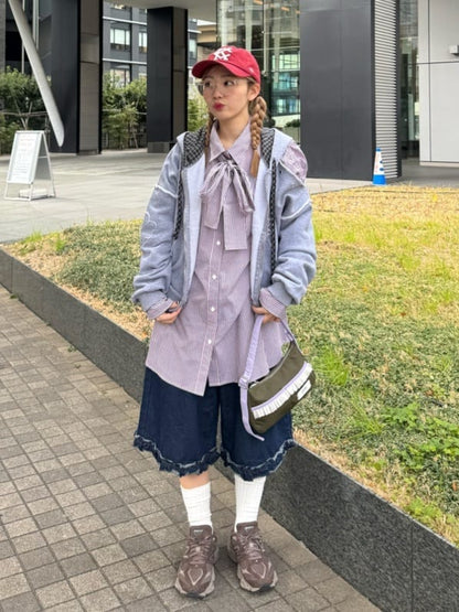 CIAOPANIC 褶皺袖條紋襯衫配TIE - Image 30