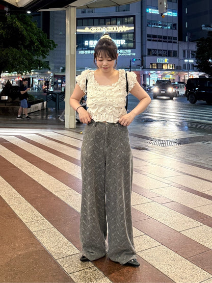 Kastane [Wide] floral embroidered denim - Image 28