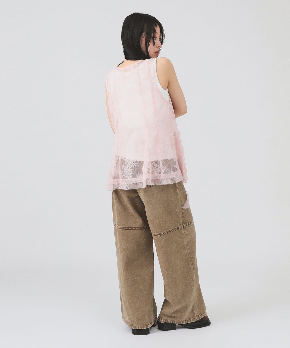 Ray BEAMS 蕾絲荷葉邊長背心