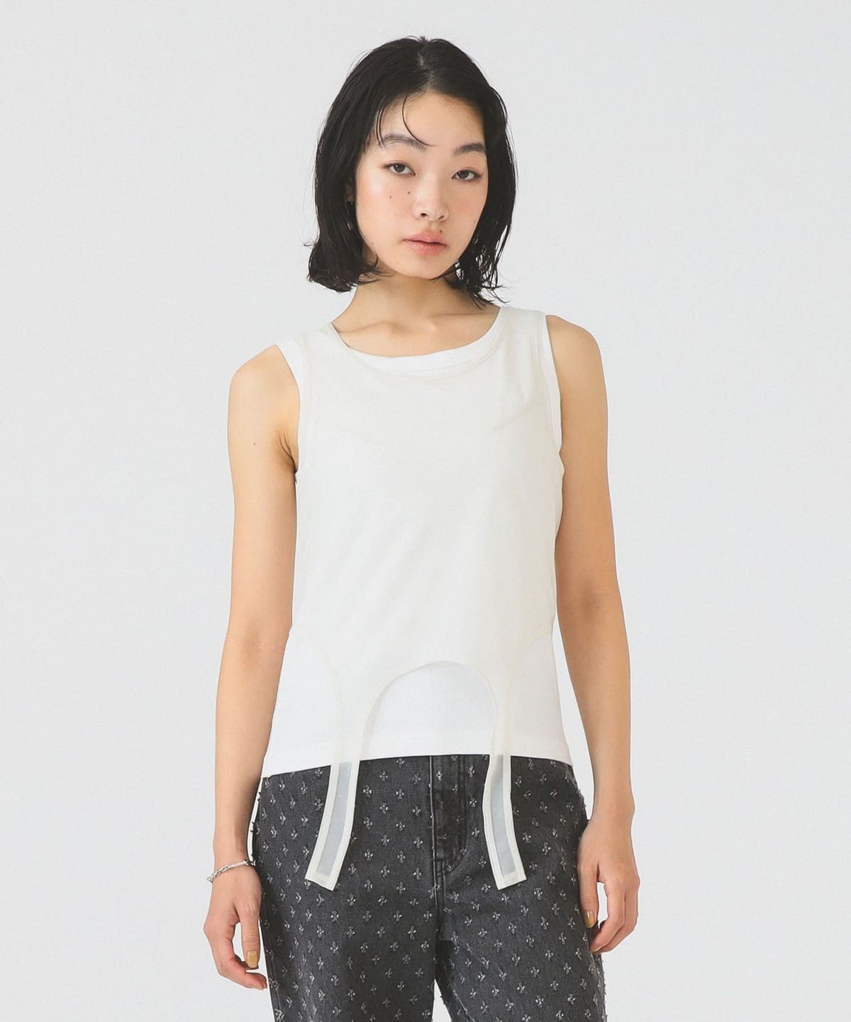Ray BEAMS Sheer Layered Top 2P Set