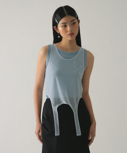 Ray BEAMS Sheer Layered Top 2P Set