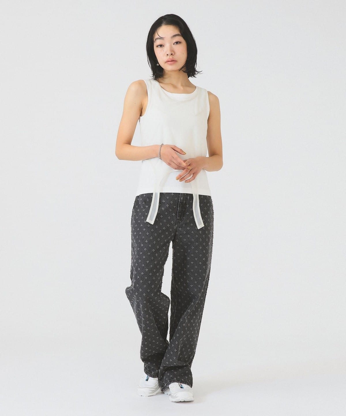 Ray BEAMS Sheer Layered Top 2P Set