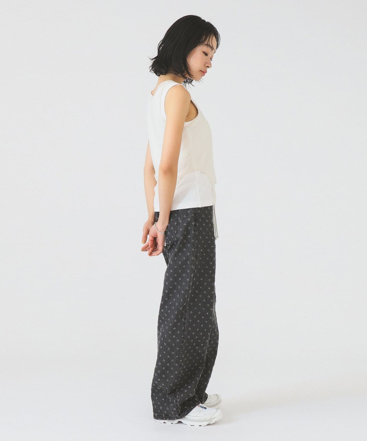 Ray BEAMS Sheer Layered Top 2P Set