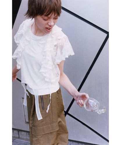 Ray BEAMS Sheer Layered Top 2P Set