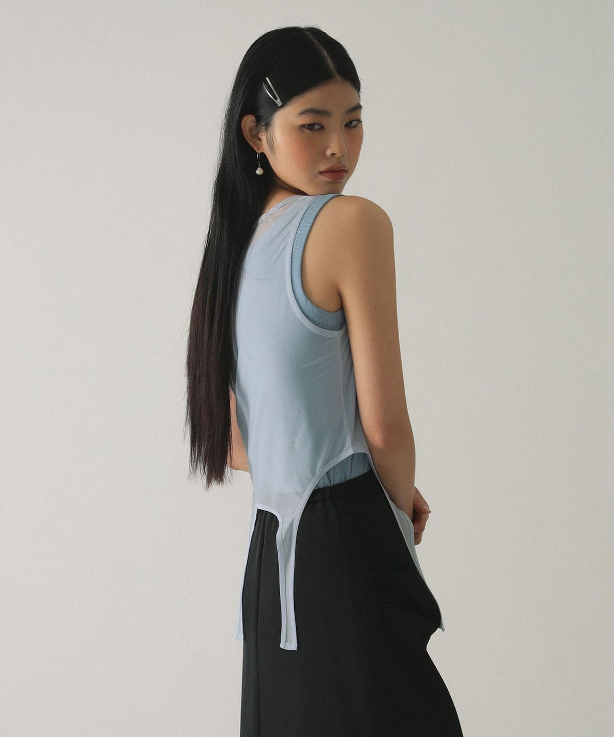 Ray BEAMS Sheer Layered Top 2P Set