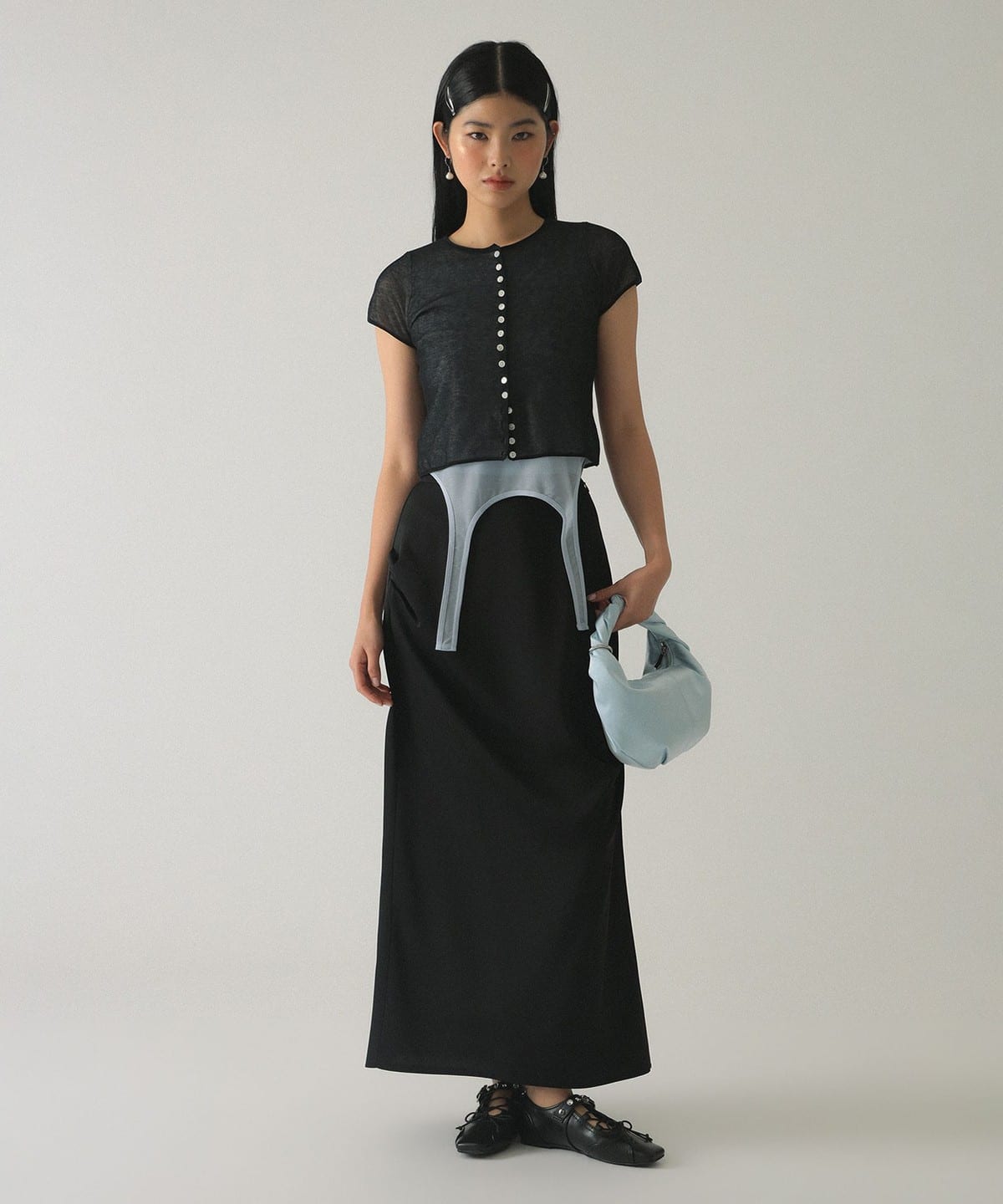 Ray BEAMS Sheer Layered Top 2P Set