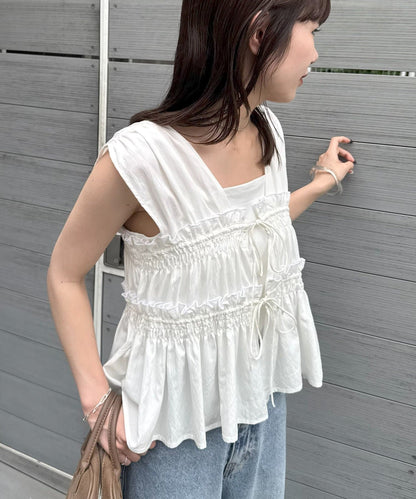 umm. By Discoat 褶褶絲帶 Sleeveless - Image 16