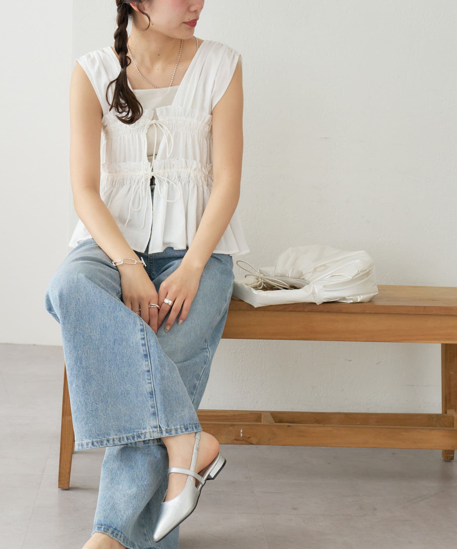 umm. By Discoat 褶褶絲帶 Sleeveless - Image 25