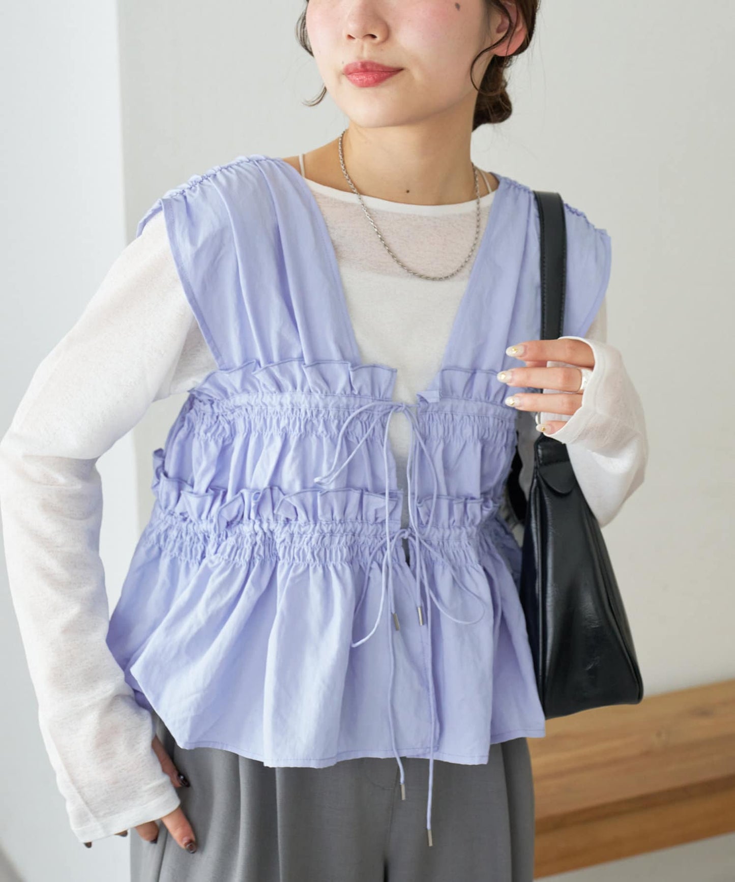 umm. By Discoat 褶褶絲帶 Sleeveless - Image 4