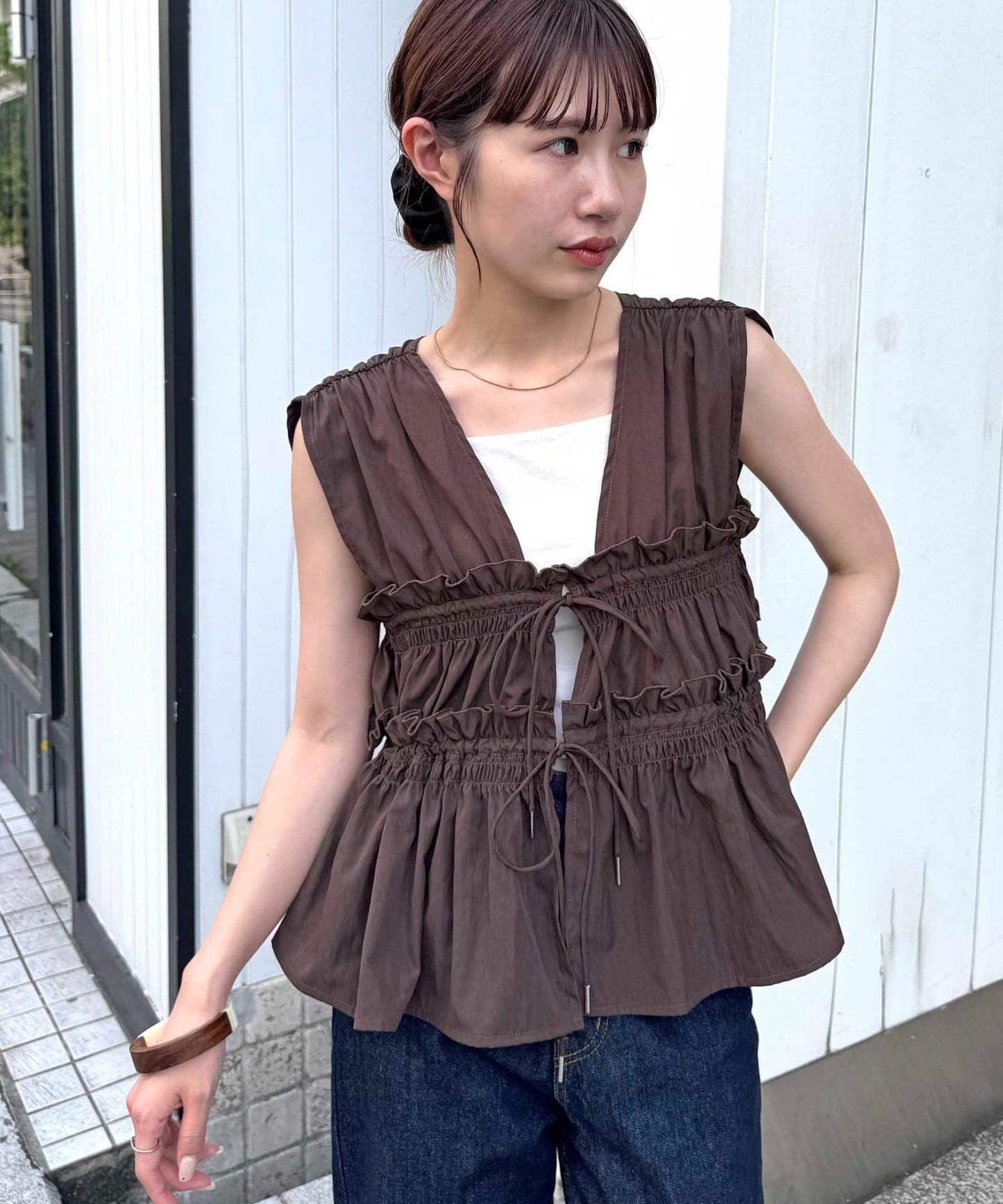 umm. By Discoat 褶褶絲帶 Sleeveless - Image 100