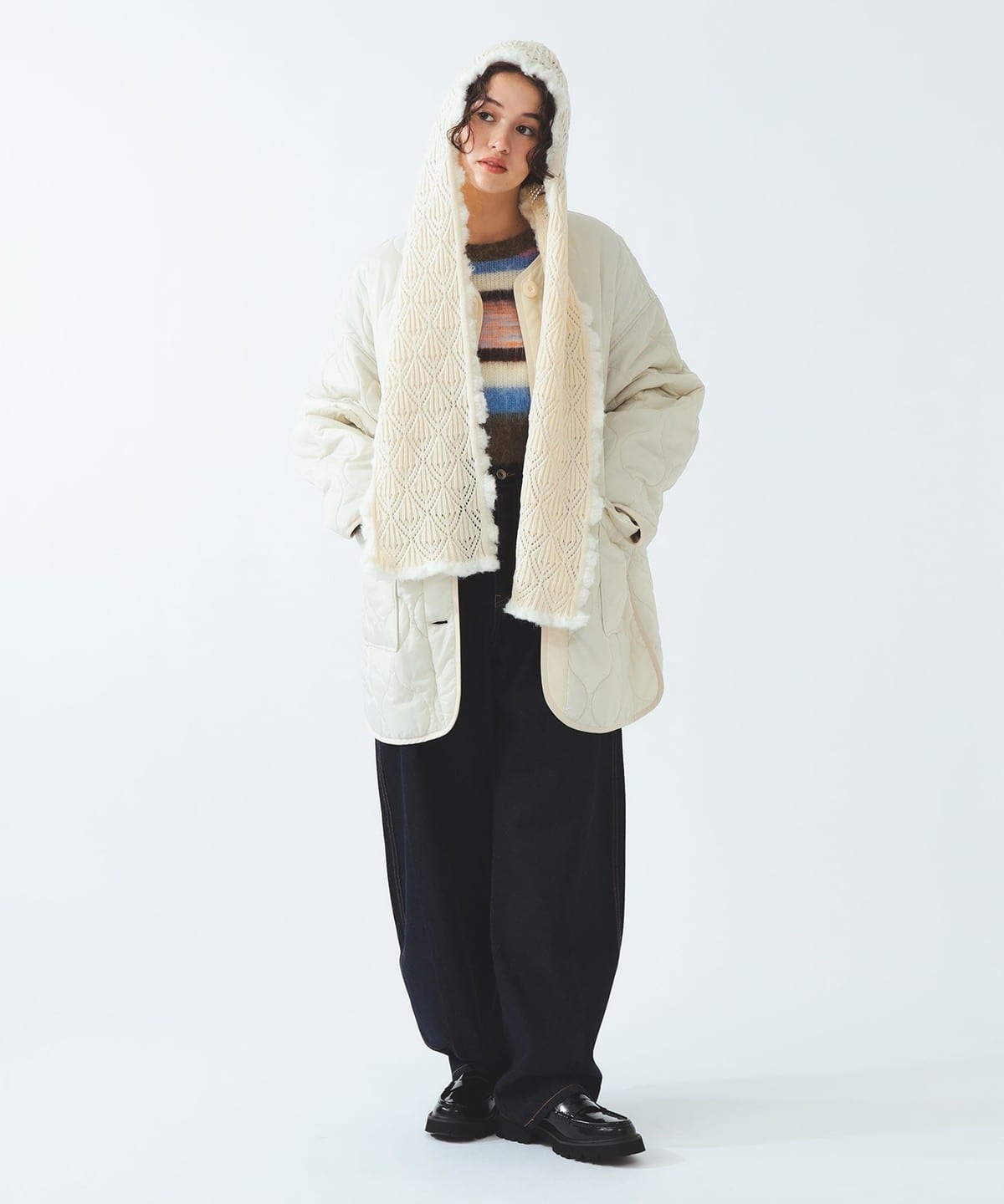 Ray BEAMS Crochet Hooded Scarf