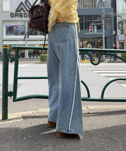 w closet Fringe baggy denim pants - Image 25
