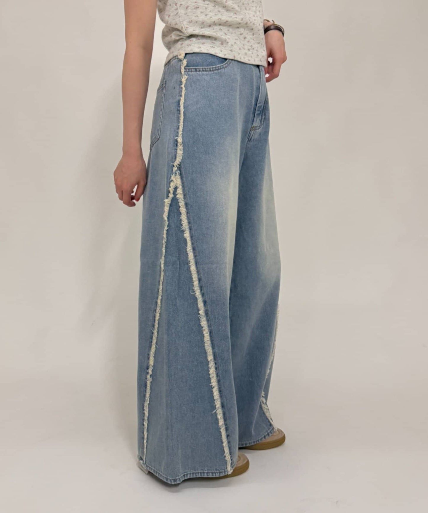 w closet Fringe baggy denim pants - Image 17
