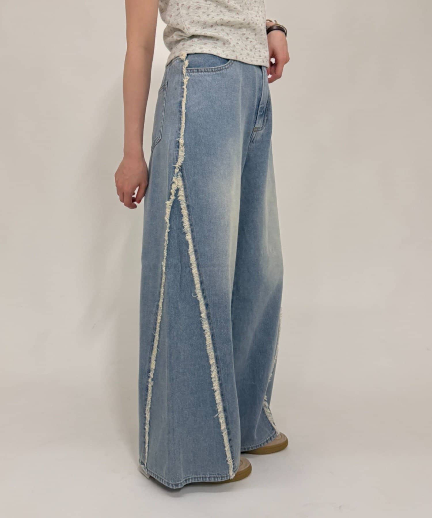 w closet Fringe baggy denim pants - Image 17