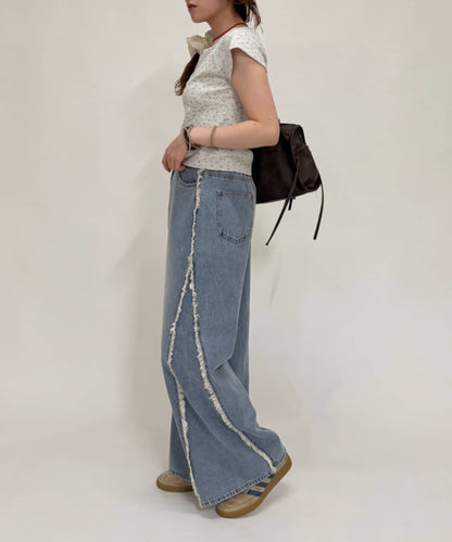 w closet Fringe baggy denim pants - Image 20