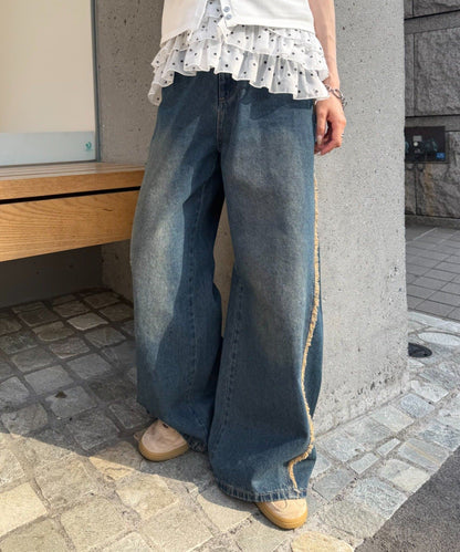 w closet Fringe baggy denim pants - Image 1