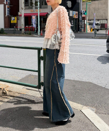 w closet Fringe baggy denim pants - Image 34