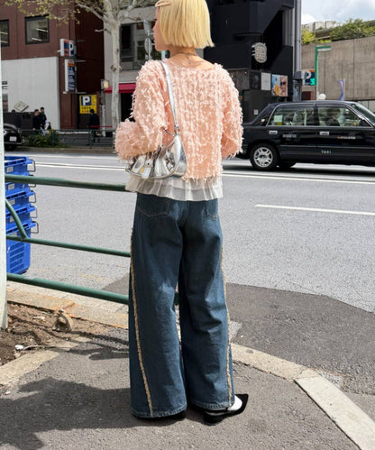 w closet Fringe baggy denim pants - Image 36