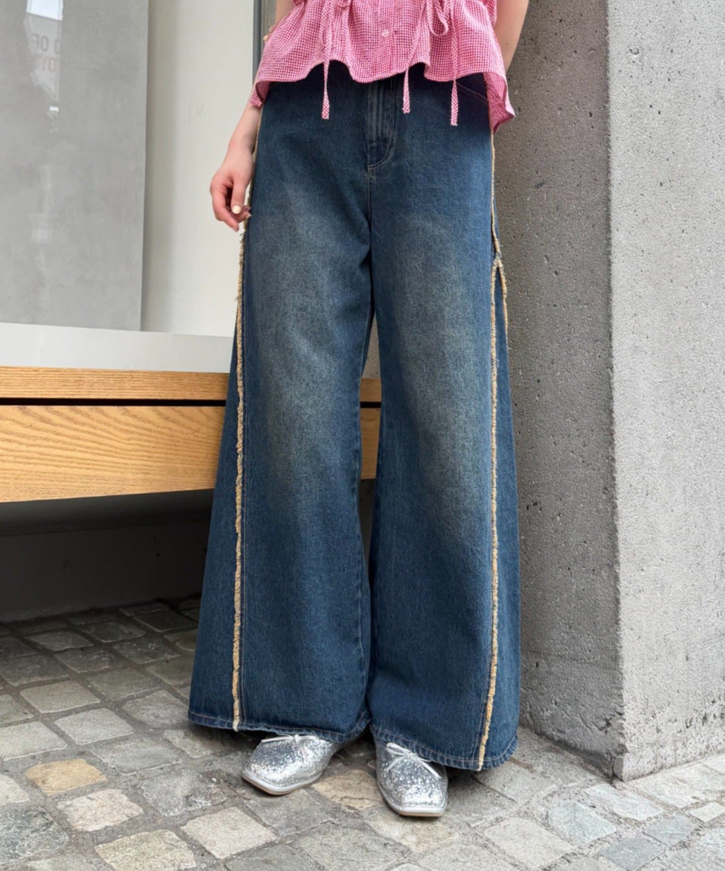 w closet Fringe baggy denim pants - Image 26