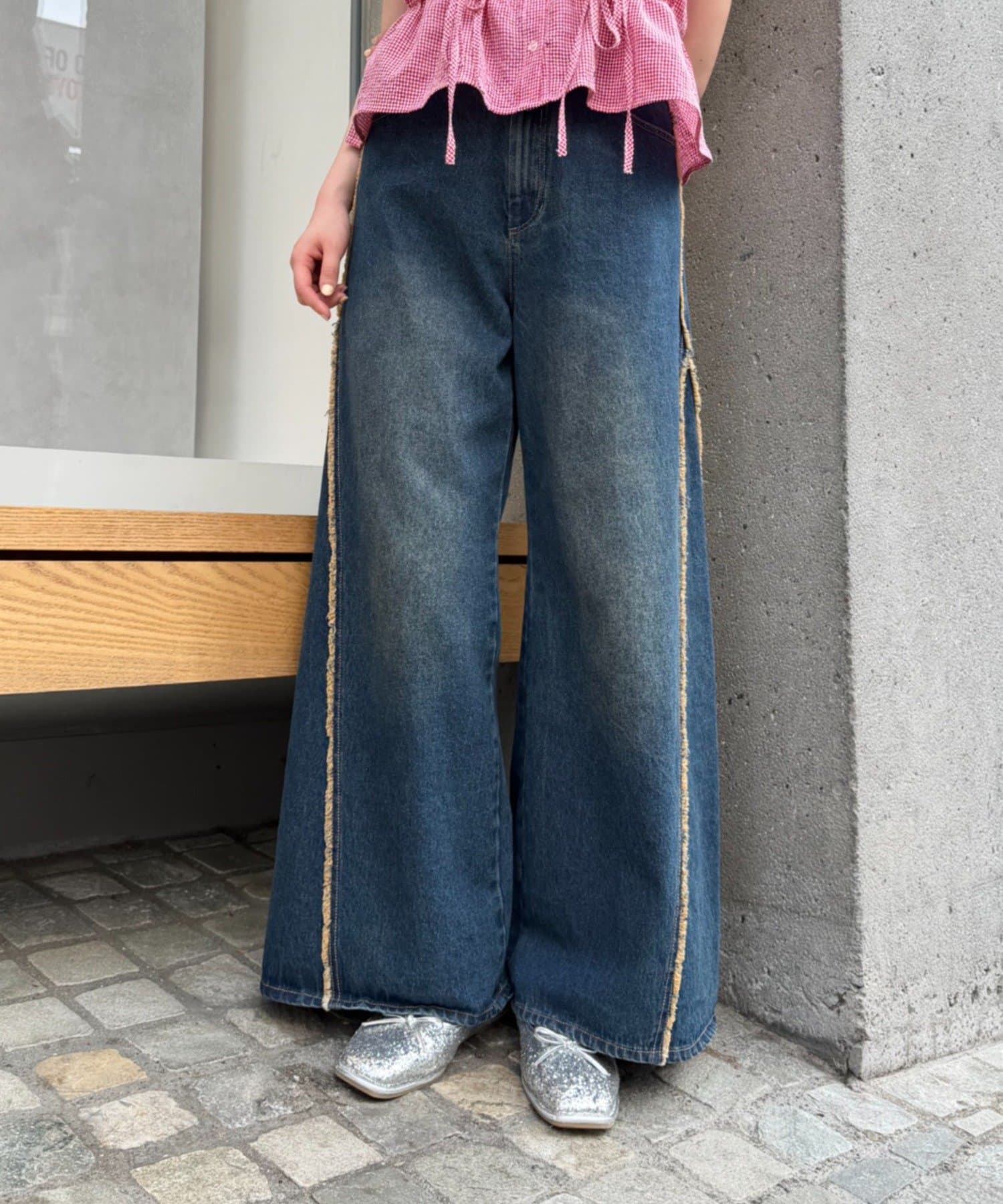 w closet Fringe baggy denim pants - Image 26