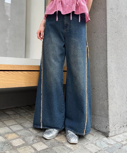 w closet Fringe baggy denim pants - Image 26