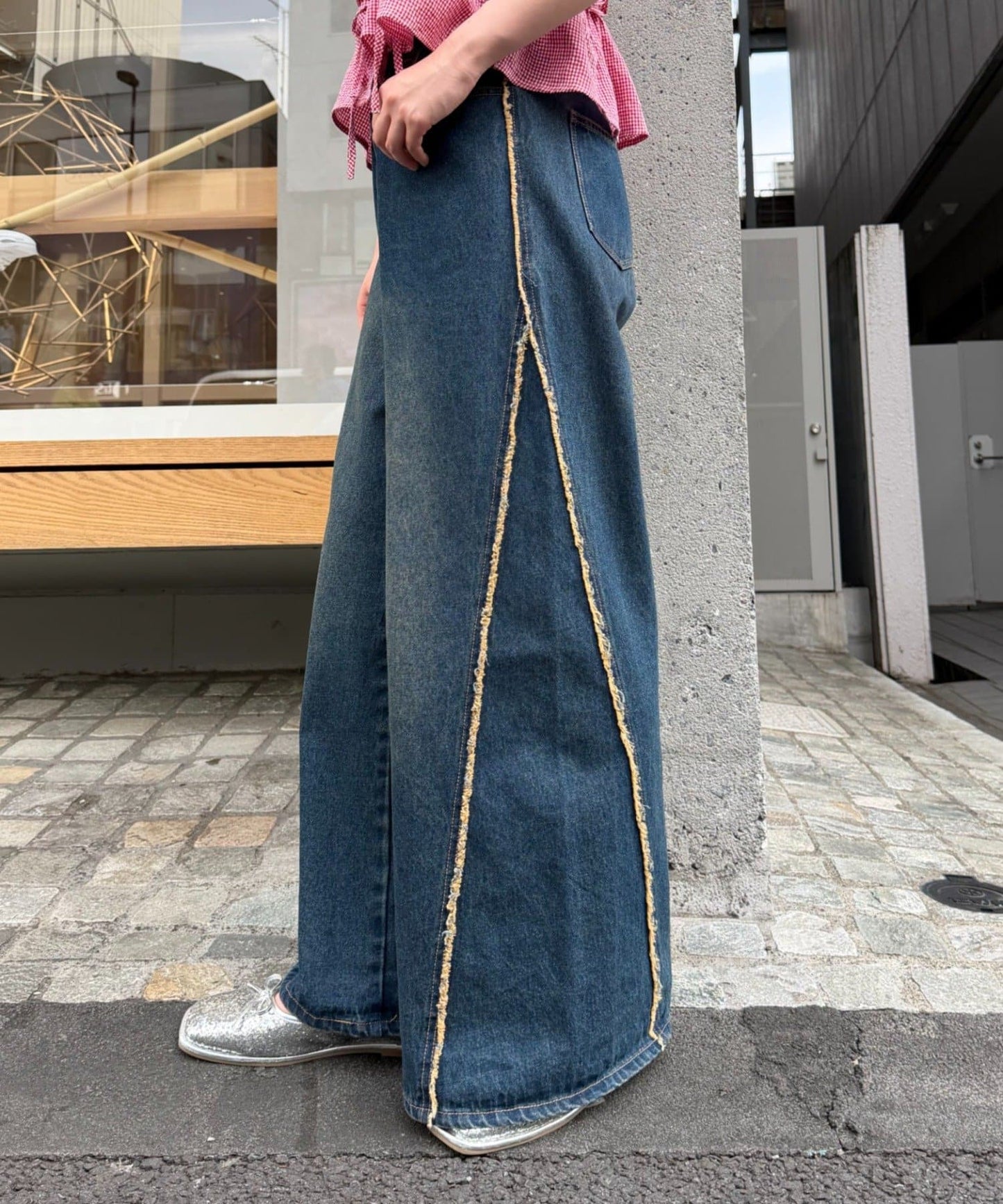 w closet Fringe baggy denim pants - Image 29