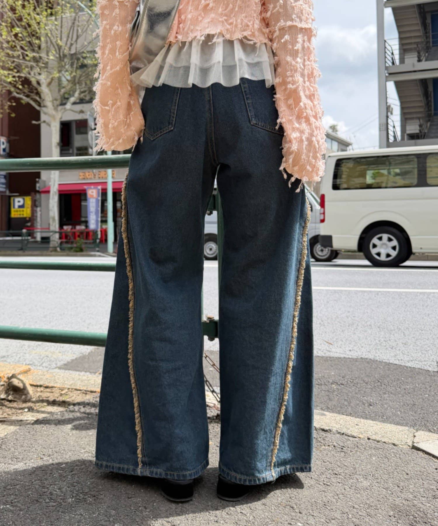 w closet Fringe baggy denim pants - Image 30