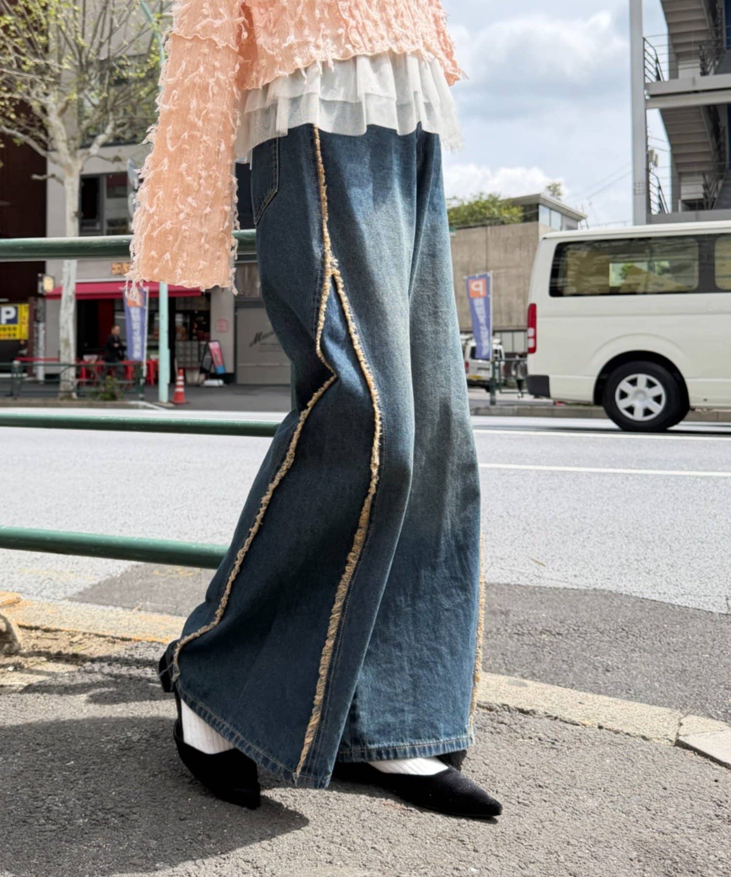 w closet Fringe baggy denim pants - Image 31