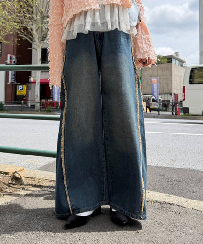 w closet Fringe baggy denim pants - Image 32