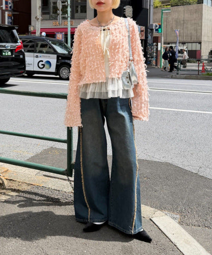 w closet Fringe baggy denim pants - Image 33