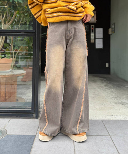 w closet Fringe baggy denim pants - Image 38