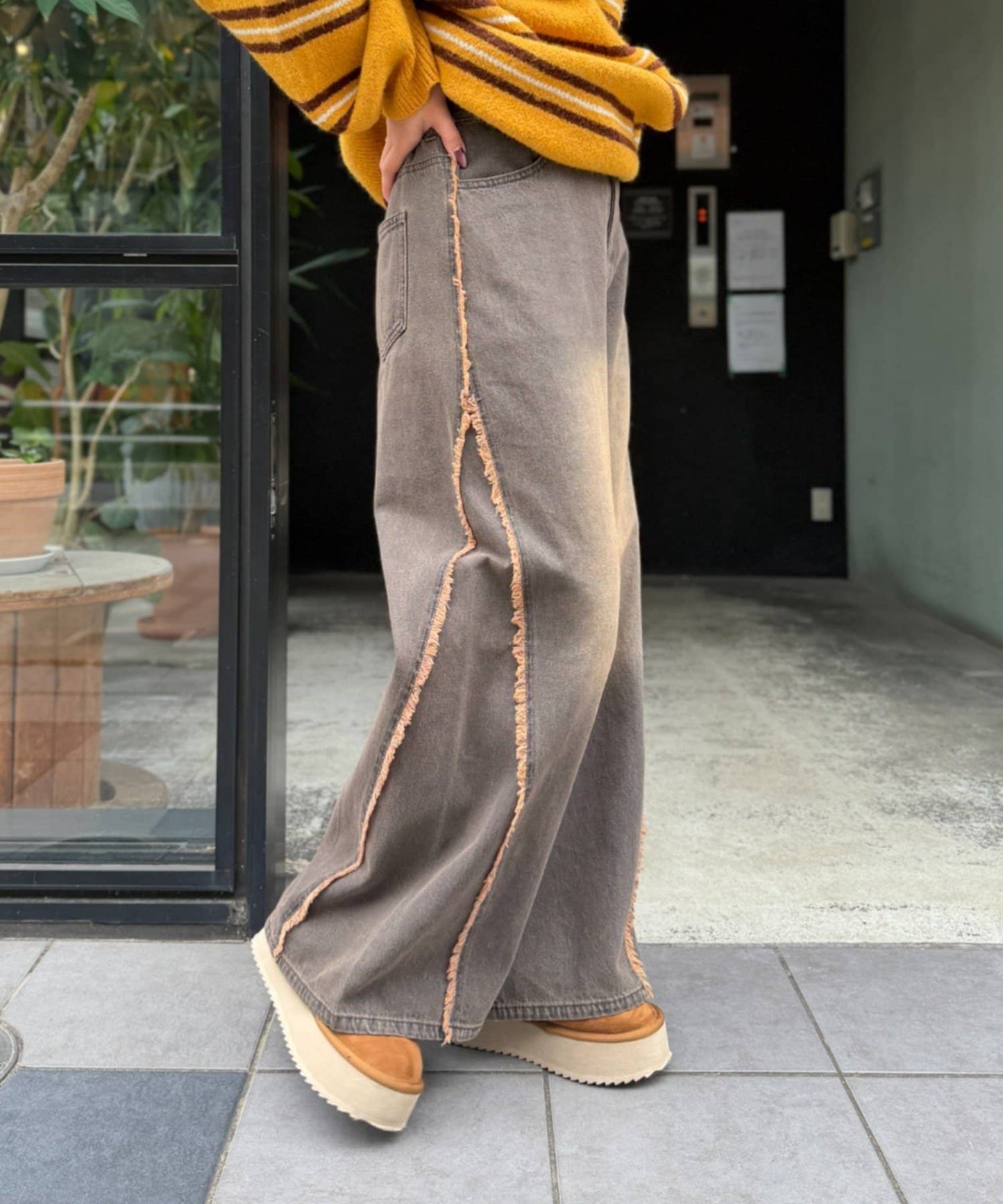 w closet Fringe baggy denim pants - Image 39