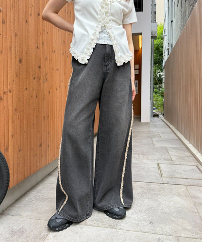 w closet Fringe baggy denim pants - Image 2