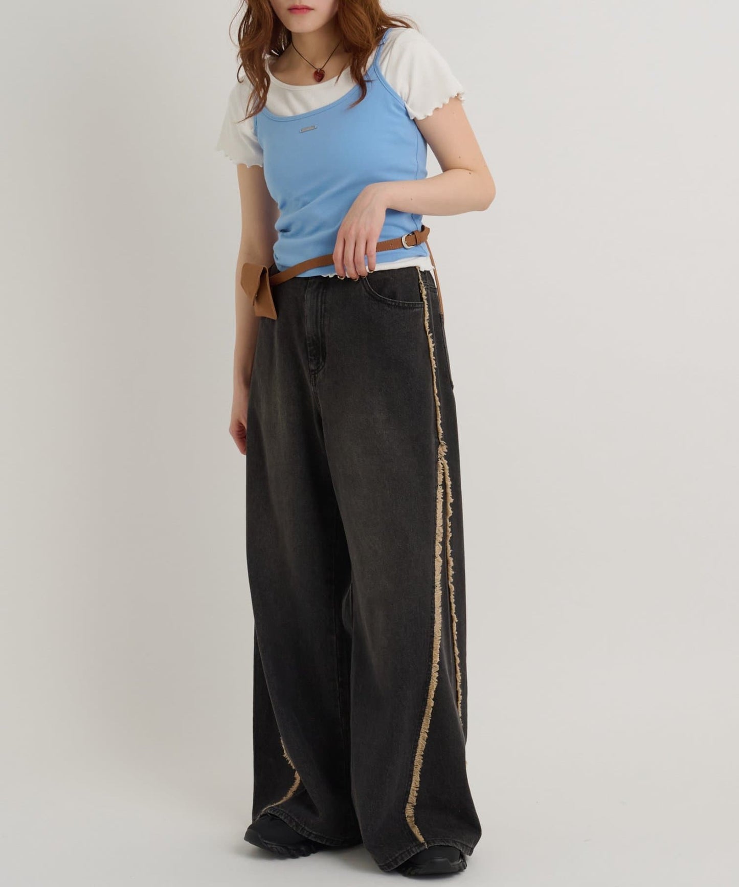 w closet Fringe baggy denim pants - Image 56