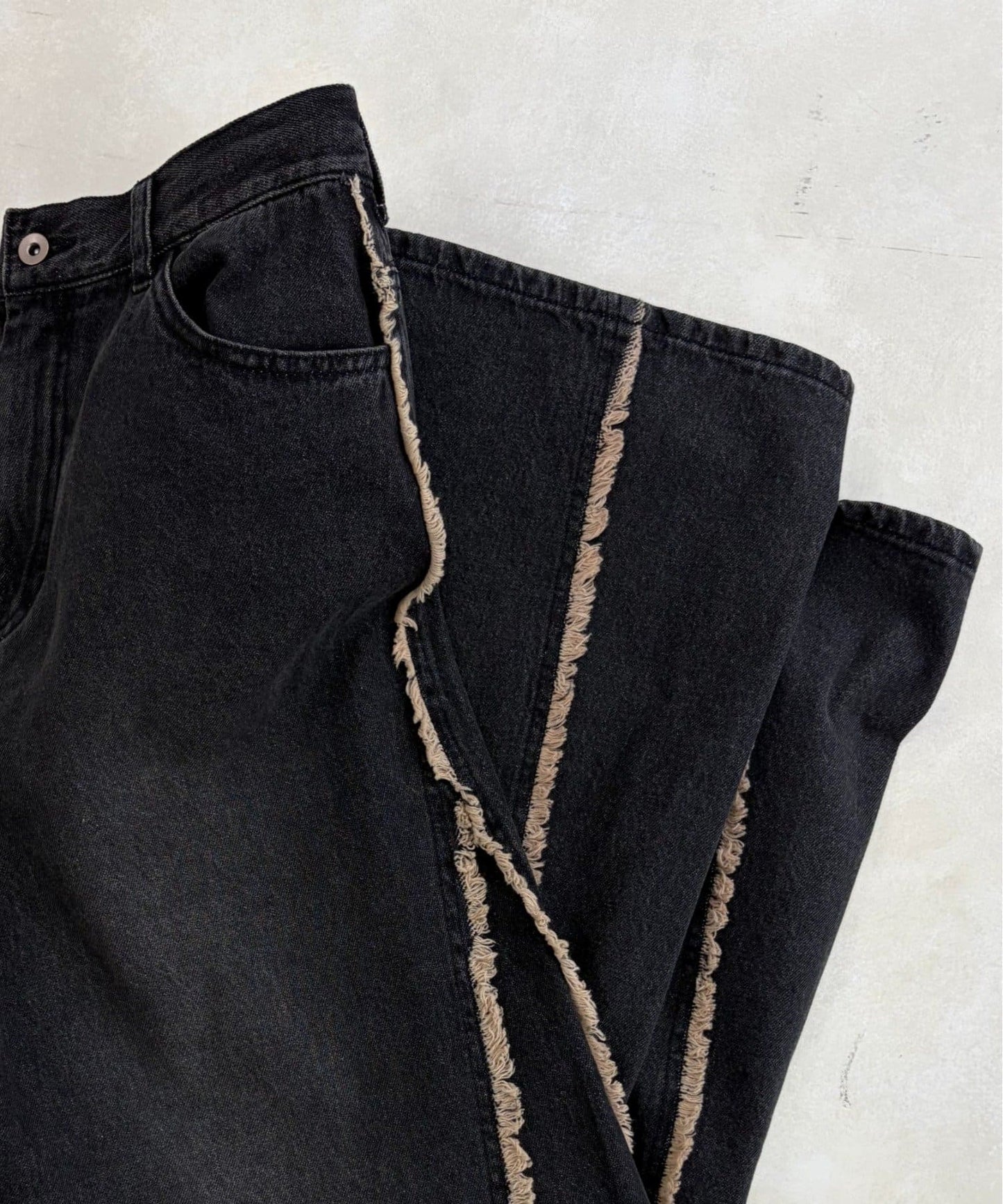 w closet Fringe baggy denim pants - Image 57