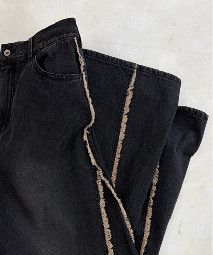 w closet Fringe baggy denim pants - Image 57