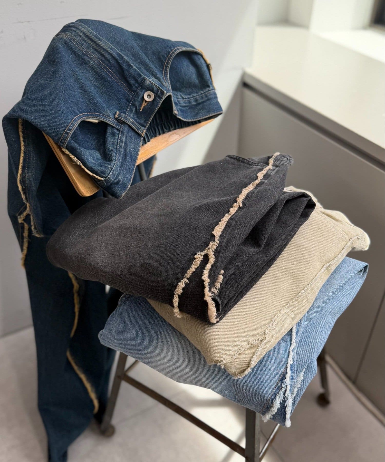 w closet Fringe baggy denim pants - Image 58