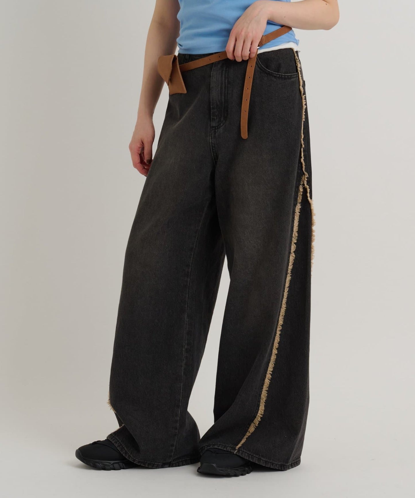 w closet Fringe baggy denim pants - Image 47