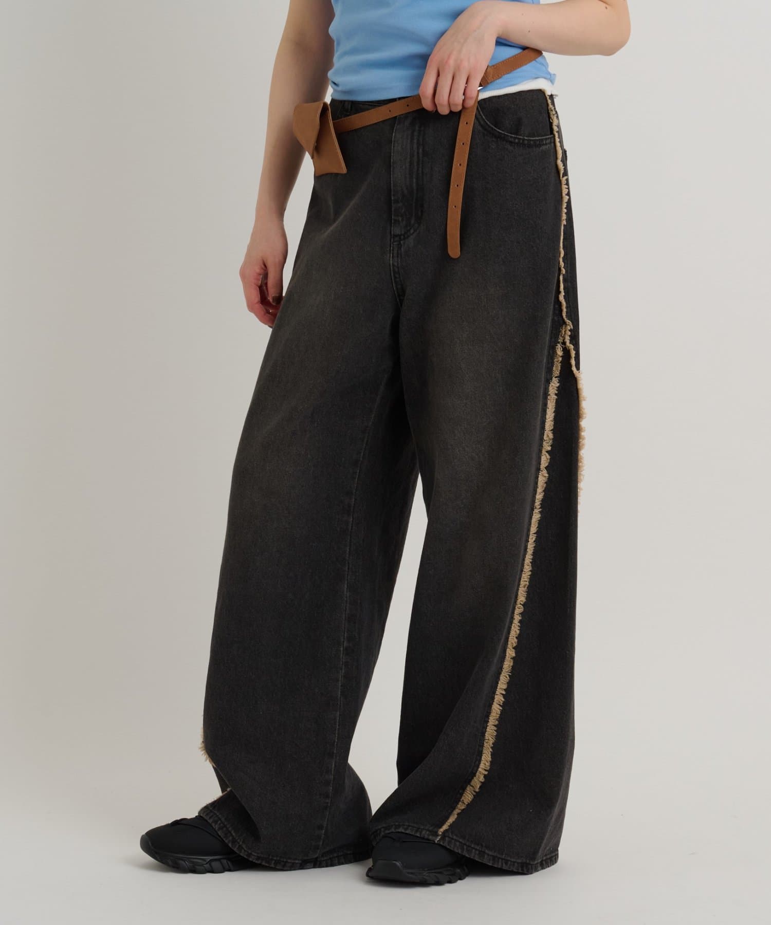 w closet Fringe baggy denim pants - Image 47