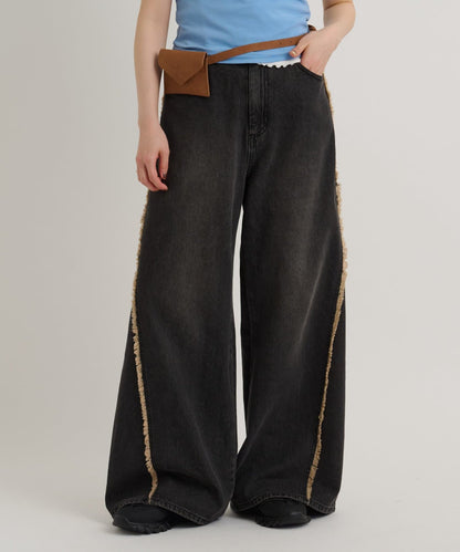 w closet Fringe baggy denim pants - Image 48