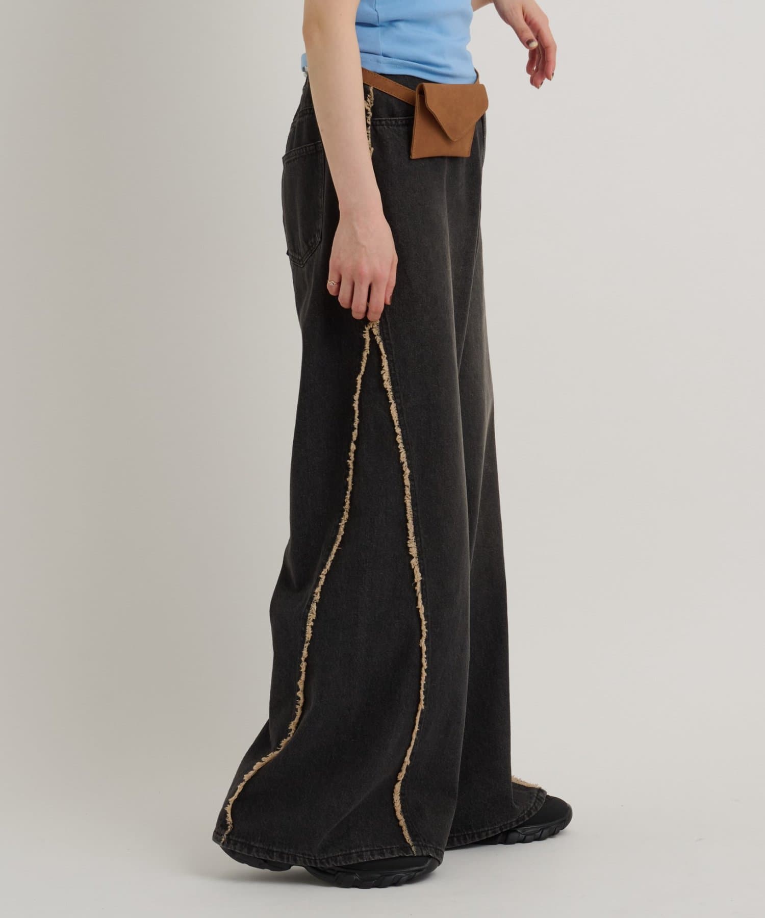 w closet Fringe baggy denim pants - Image 49