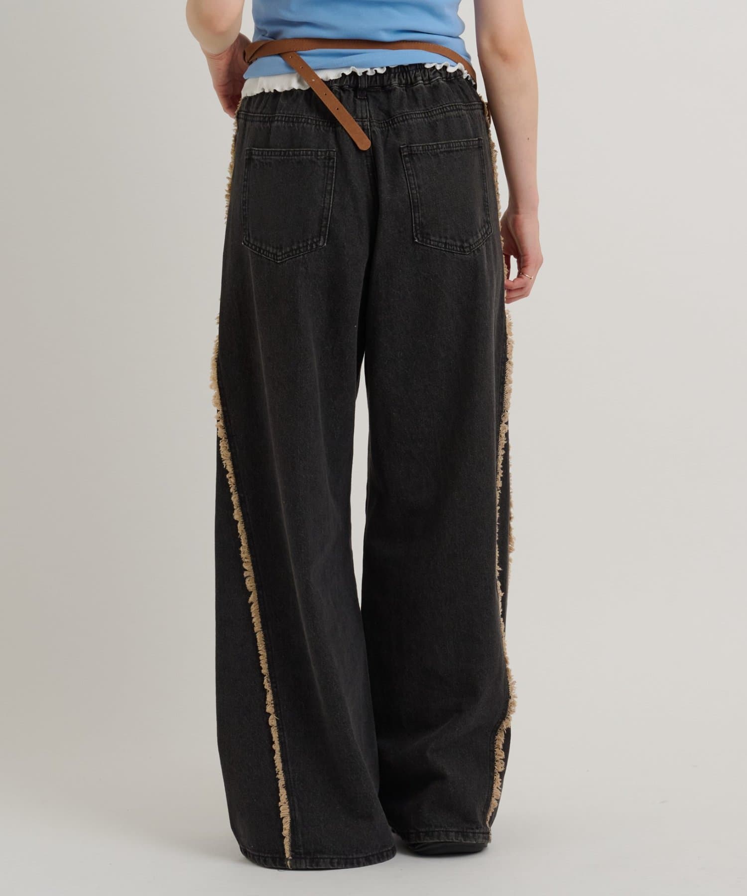 w closet Fringe baggy denim pants - Image 51
