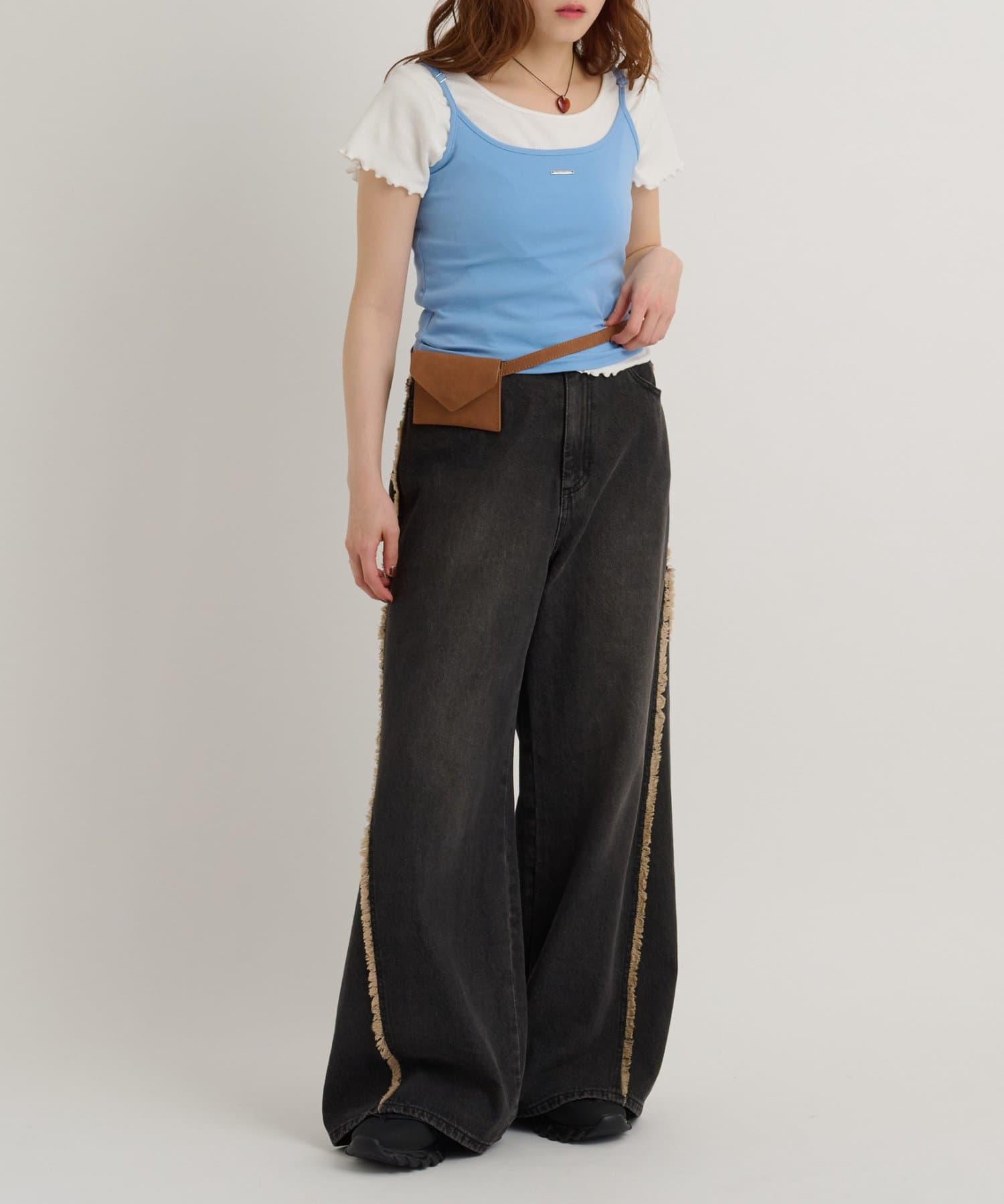 w closet Fringe baggy denim pants - Image 52