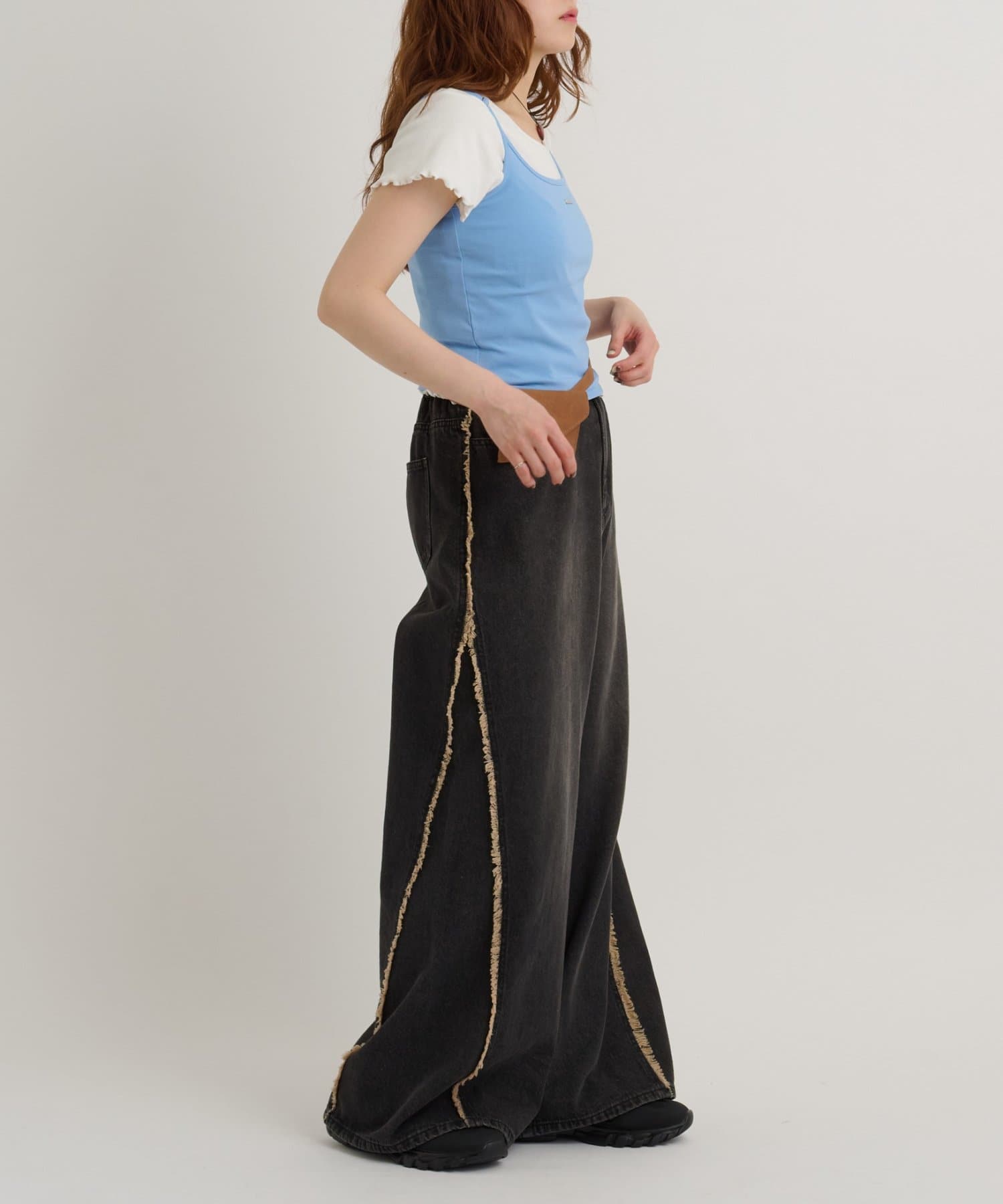 w closet Fringe baggy denim pants - Image 53