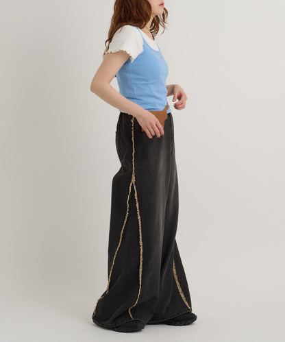 w closet Fringe baggy denim pants - Image 53