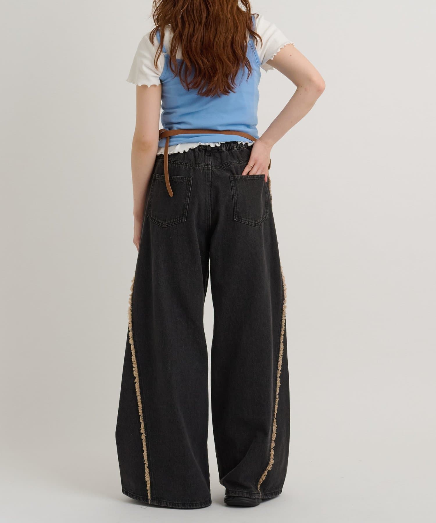 w closet Fringe baggy denim pants - Image 54