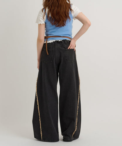 w closet Fringe baggy denim pants - Image 54