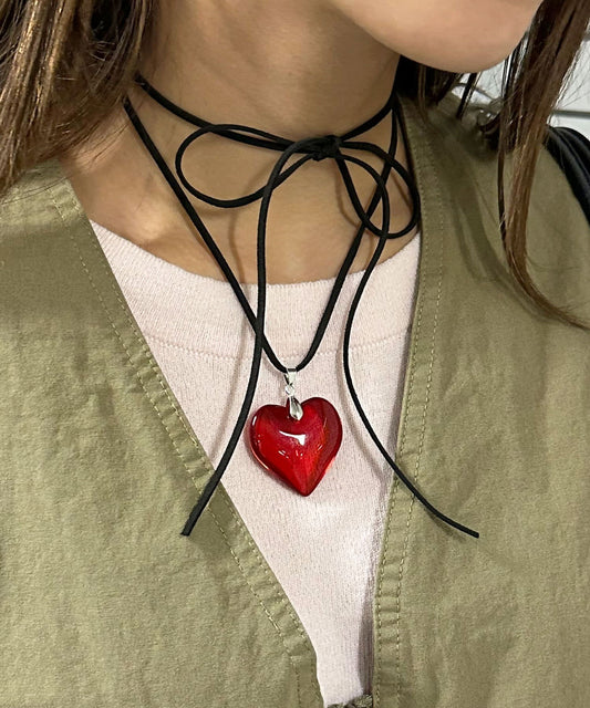 [現貨] Heart charm choker