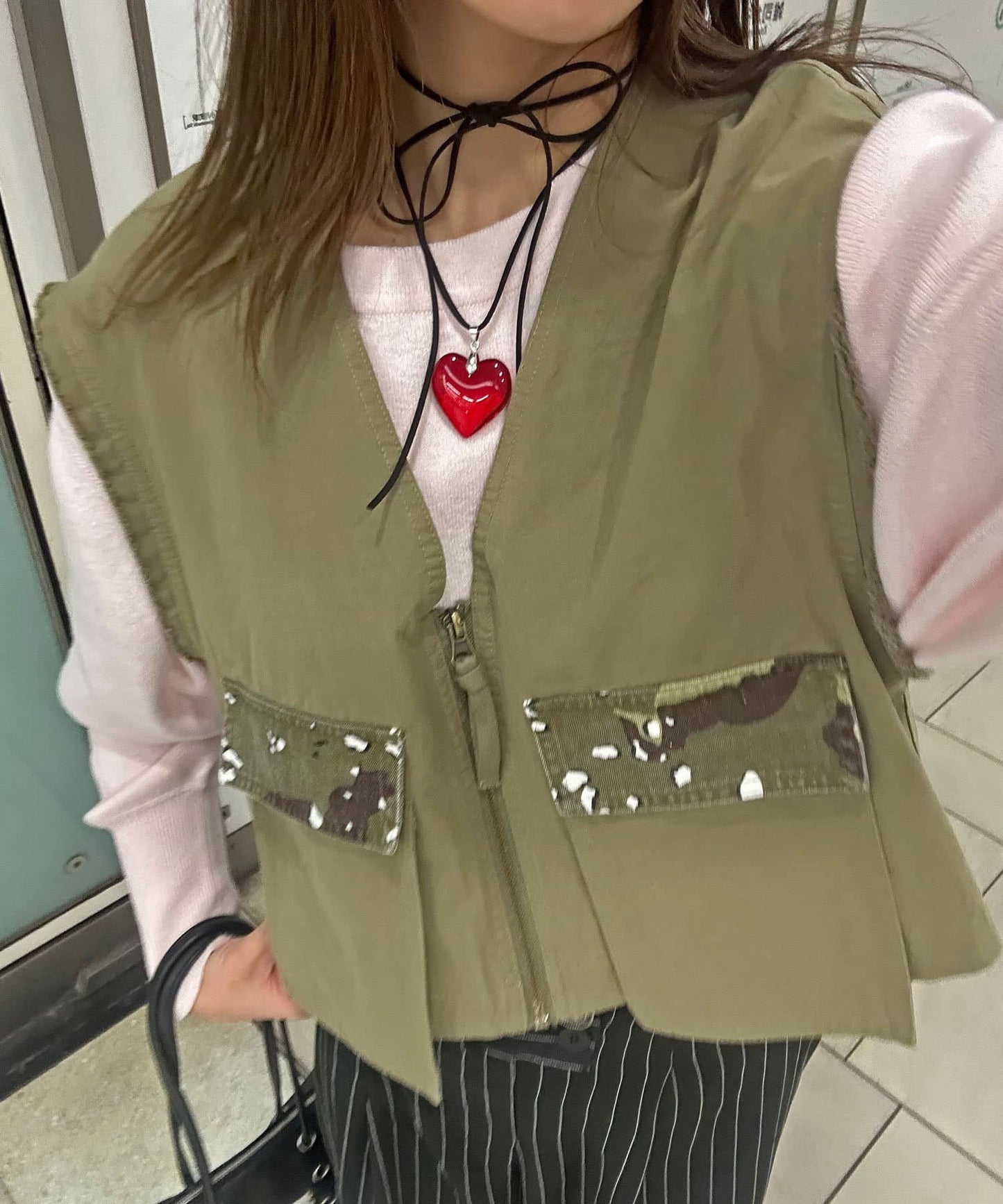 [現貨] Heart charm choker