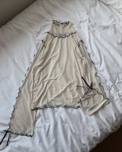 Kutir Ribbon高領sheer top